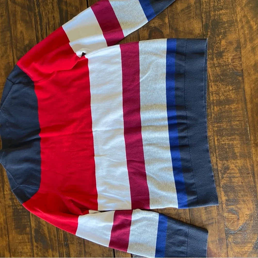 Tommy Hilfiger Womens Multicolor 100% Cotton V Neck‎ Pullover Sweater Size L